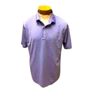 Straight Down Performance Polo Shirt Horizontal Stripes Lavender Blue